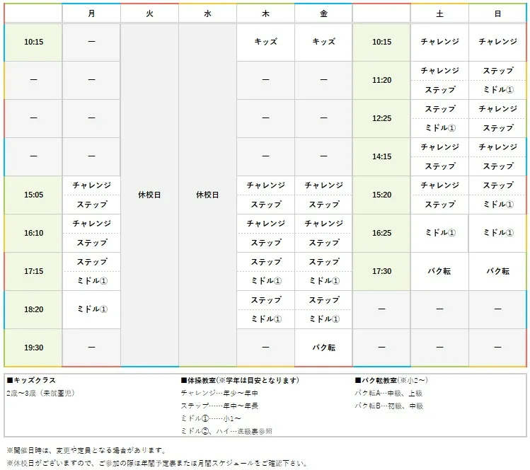 週間スケジュール