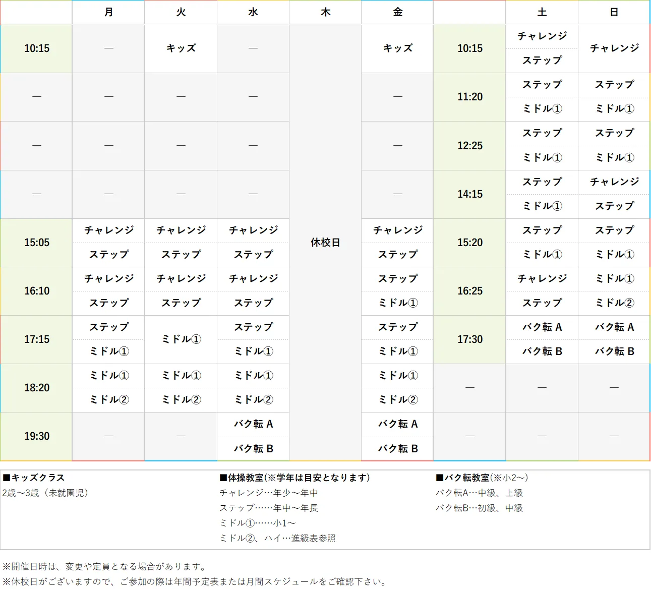 週間スケジュール
