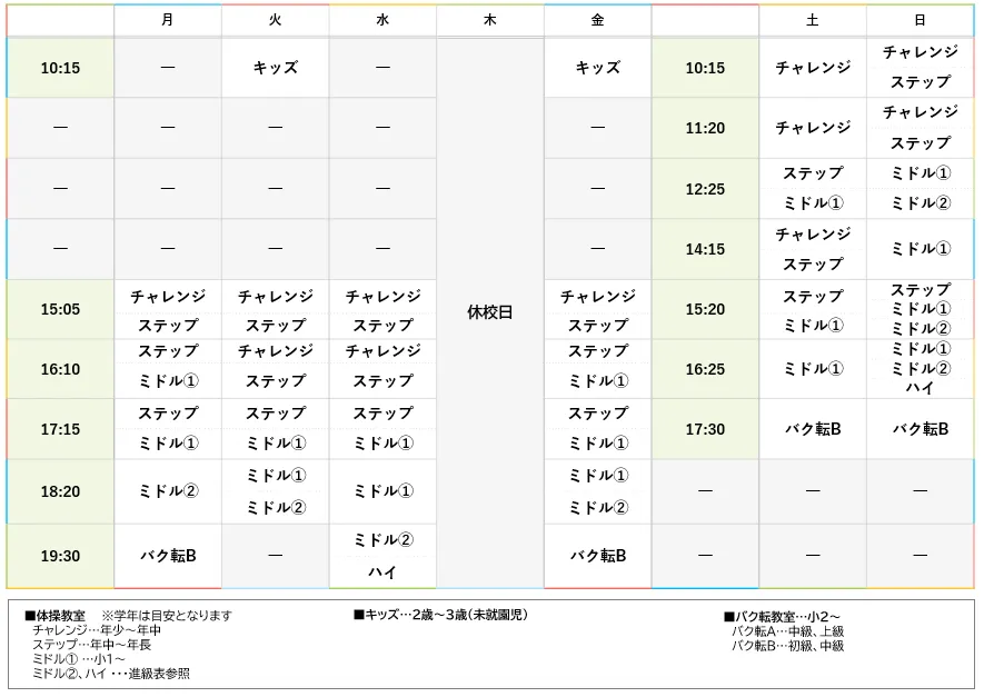 週間スケジュール