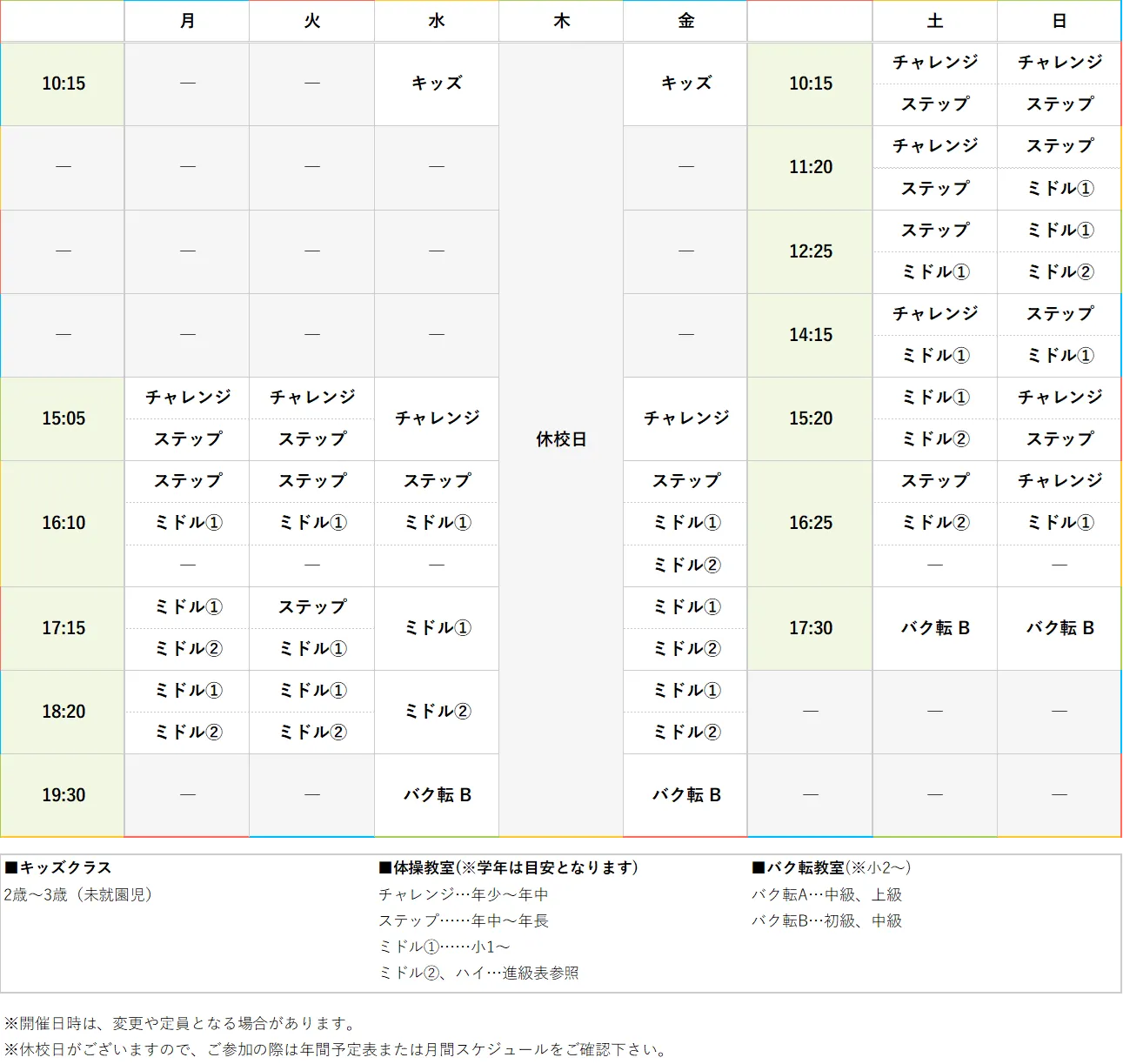 週間スケジュール