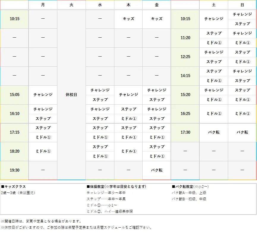 週間スケジュール