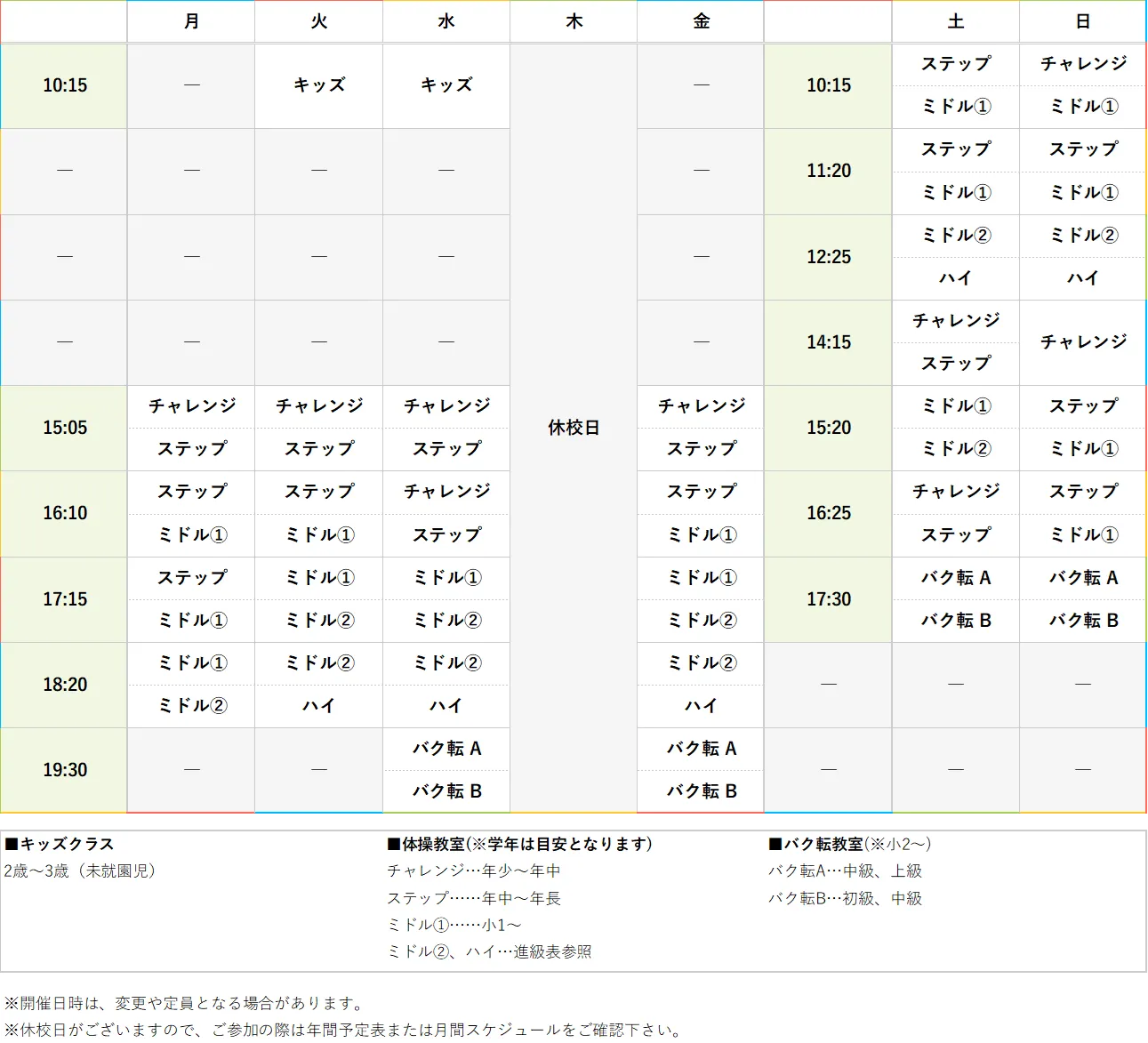 週間スケジュール