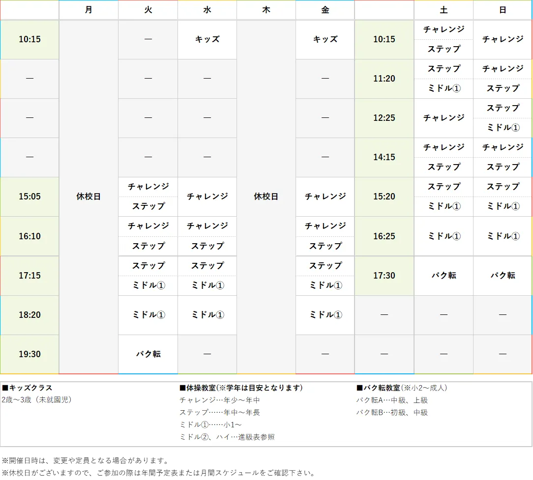 週間スケジュール