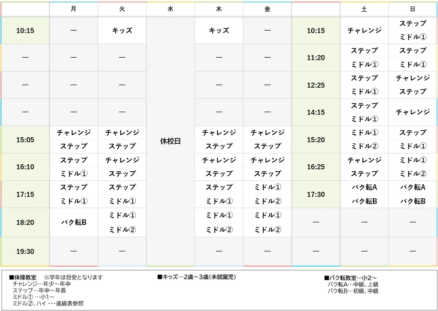 週間スケジュール